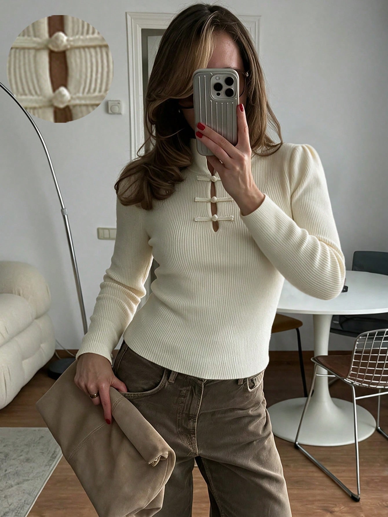 SOERA Sandra Mandarin Collar Ribbed Knit Top - Top - SOERA-484355-WHI-S-75587 White S