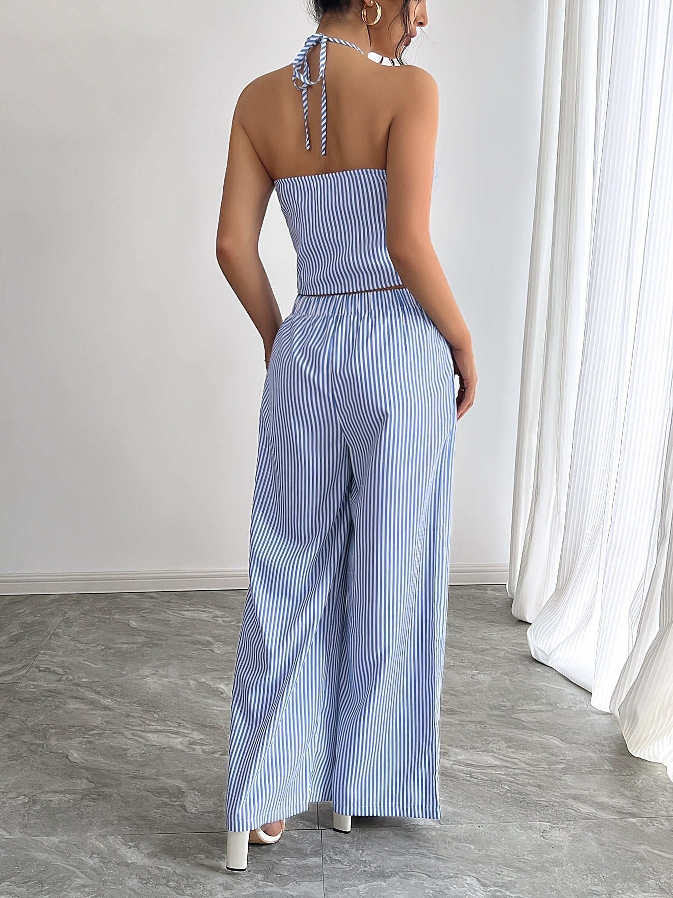 SOERA Simone Striped Halter Top - Top - SOERA-168323-ROS-XS-80643 Rosa XS