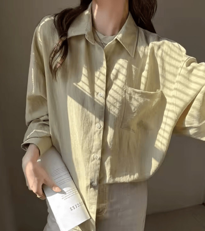 SOERA Beatrice Linen Loose Fit Long Sleeve Blouse - Tops -  Light Green S