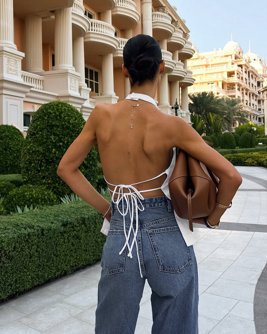 SOERA Daphne Halter Neck Backless Top - Tops - yz1770344797579285891 M