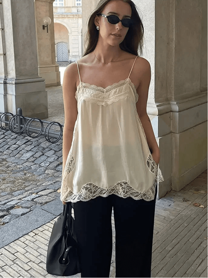 SOERA Diane Lace Trim Cami Top - Tops - 1005009863619338-;es1775118759311999946 Yellow S