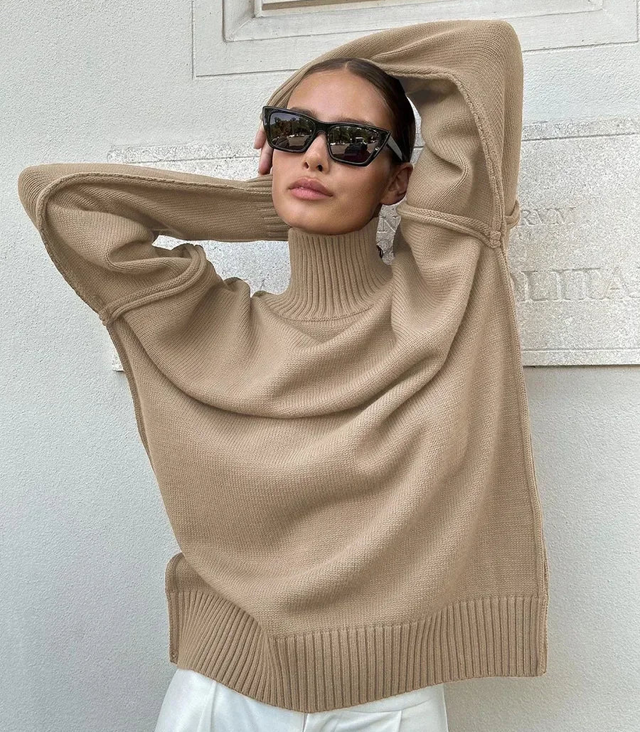 SOERA Katie Turtleneck Knit Sweater - Tops - 1005007526537365-;Fe1763050844740176157 Beige S
