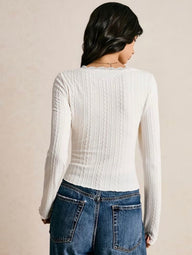 Blouse à manches longues Nyla avec bordure en dentelle