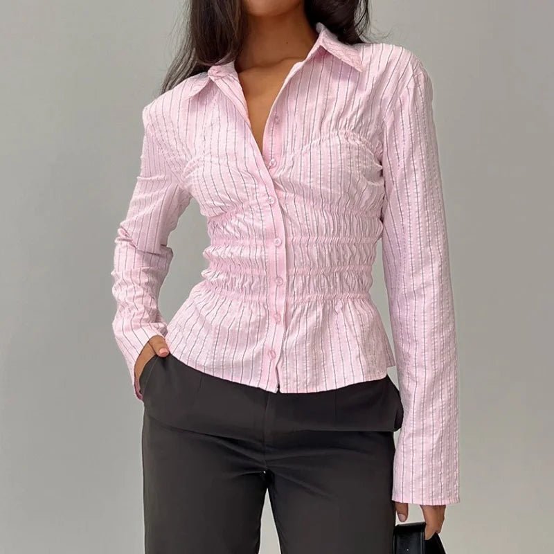 SOERA Susan Scrunched Long Sleeve Blouse - Tops - 1005010020494291-;hc1775670872616695409 Blue S