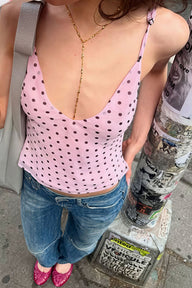 Top à bretelles Tatum à pois et col en V