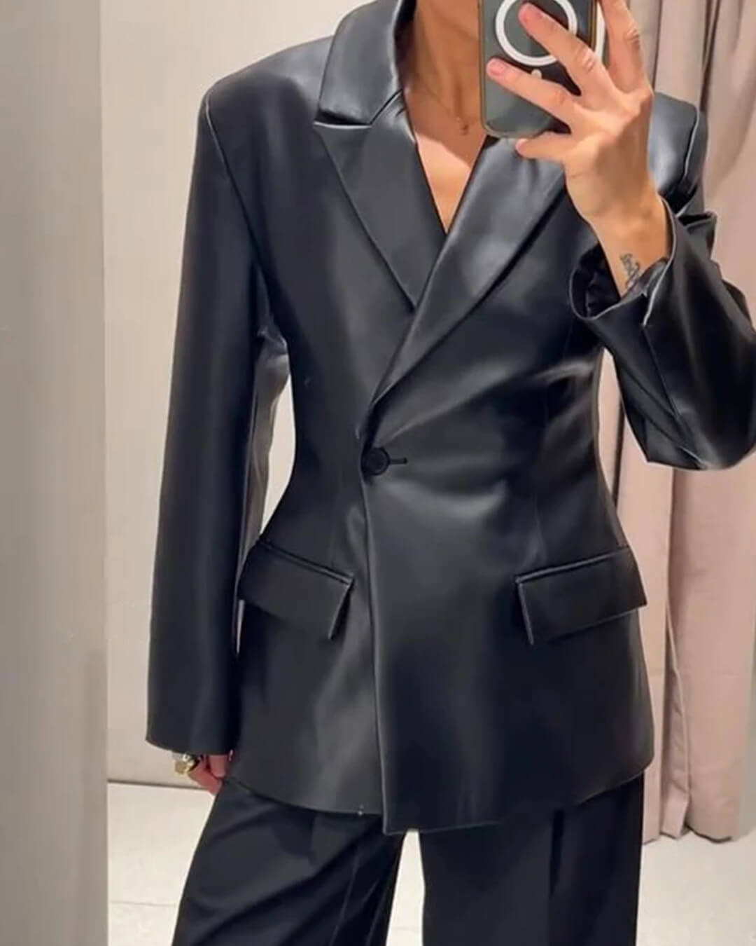 SOERA Stella Faux Leather Blazer - Women's Blazers - 3256807781694754-;CG1765388021879736882 Black S